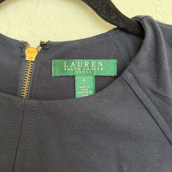 Lauren Ralph Lauren Blue stretch knit fitted sheath dress with leather zippers - Picture 4 of 7